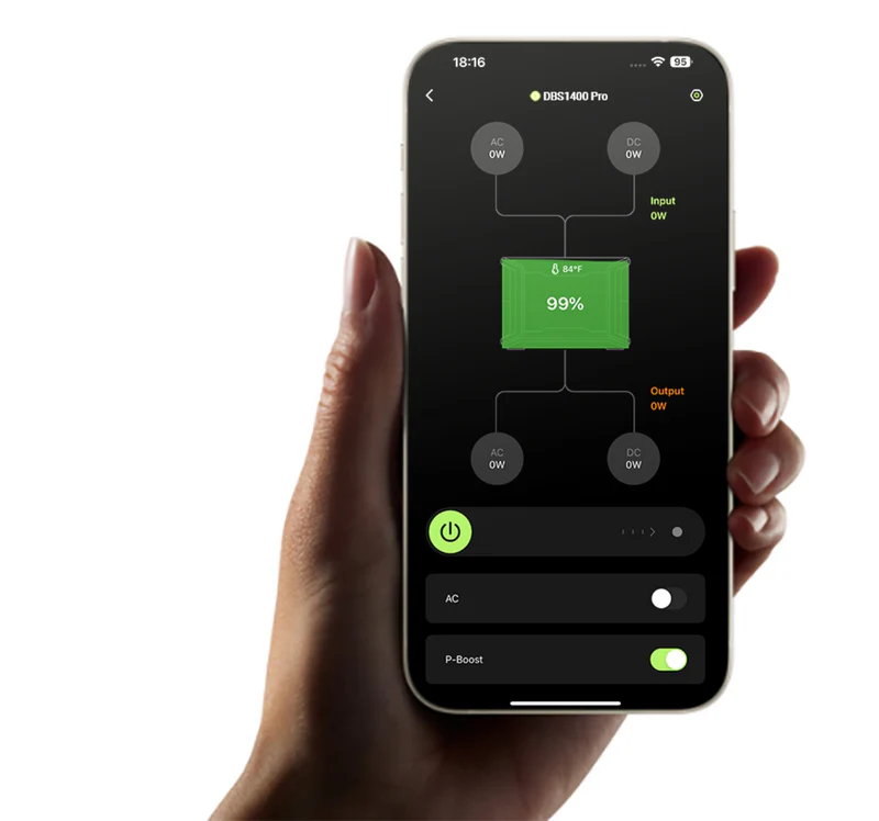 Dabbsson App zur Steuerung der DBS1400 Pro auf dem Smartphone